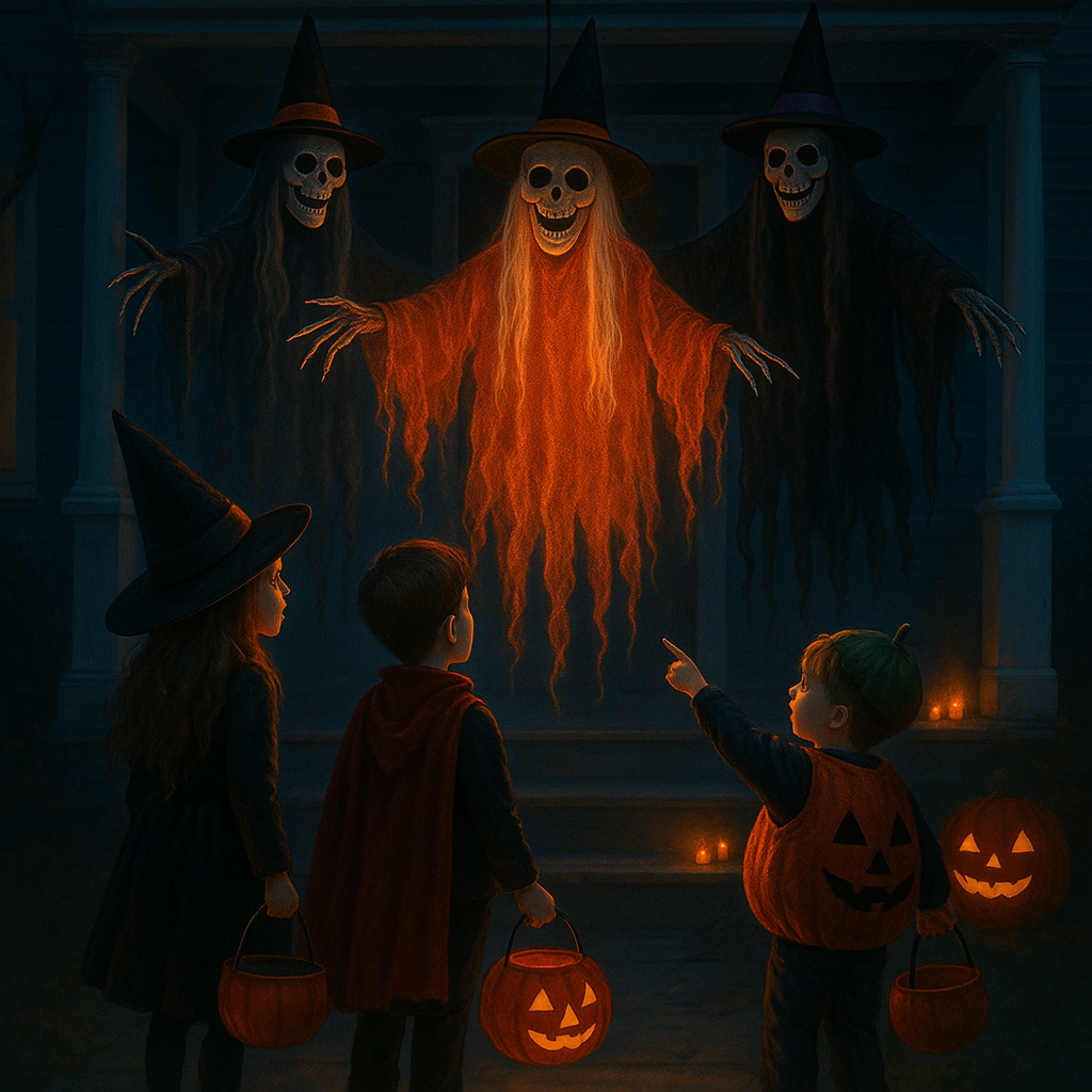 Premium HQ 3Pcs Halloween Hanging Ghosts, Halloween Decorations Outdoor Indoor Scary Skeleton Ghosts, Haunted House Props