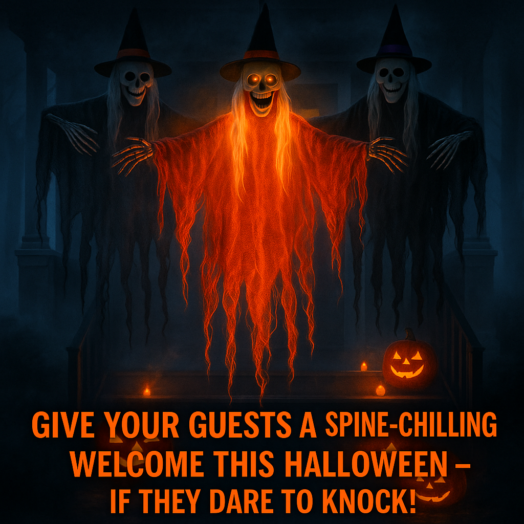 Premium HQ 3Pcs Halloween Hanging Ghosts, Halloween Decorations Outdoor Indoor Scary Skeleton Ghosts, Haunted House Props