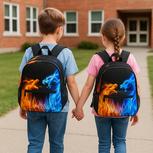 Limited Edition | Kids School Backpack for Boys & Girls 3–6 | Fire & Ice Dragon Design 
