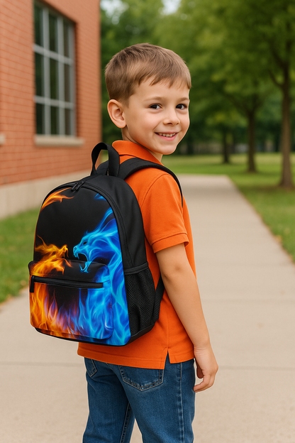 Limited Edition | Kids School Backpack for Boys & Girls 3–6 | Fire & Ice Dragon Design 