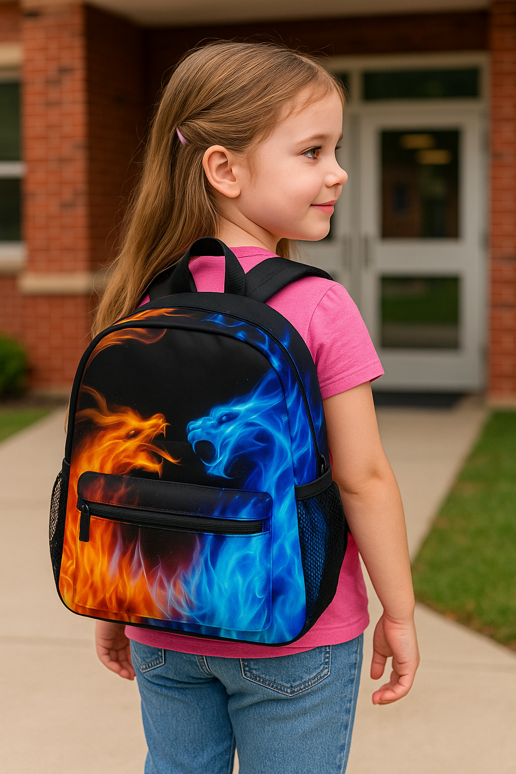 Limited Edition | Kids School Backpack for Boys & Girls 3–6 | Fire & Ice Dragon Design 