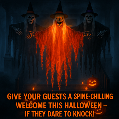 Premium HQ 3Pcs Halloween Hanging Ghosts, Halloween Decorations Outdoor Indoor Scary Skeleton Ghosts, Haunted House Props